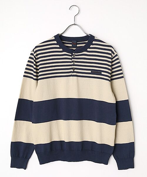 PAPAS / パパス ニット・セーター | モンサンミッシェル天竺12G ヘンリーネックセーター（コン×エクリュ）