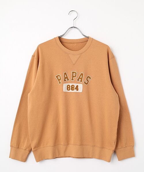 PAPAS / パパス スウェット | モンサンミッシェル爽 1飛び裏毛 クルーネックトレーナー（オレンジ）