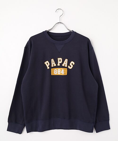 PAPAS / パパス スウェット | モンサンミッシェル爽 1飛び裏毛 クルーネックトレーナー（ネイビー）