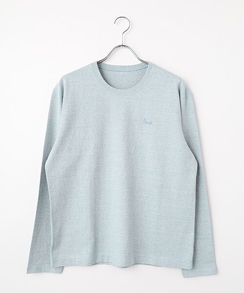 PAPAS / パパス Tシャツ | ラフィ吊り天竺 Papasロゴ クルーネック長袖Tシャツ（ＴＯＰサックス）