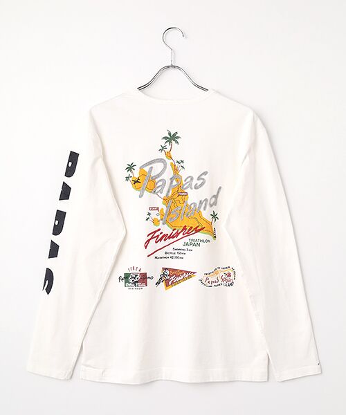 PAPAS / パパス Tシャツ | 40/2度詰天竺(反毛) トライアスロンモチーフ 長袖Tシャツ | 詳細1