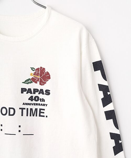 PAPAS / パパス Tシャツ | 40/2度詰天竺(反毛) トライアスロンモチーフ 長袖Tシャツ | 詳細2