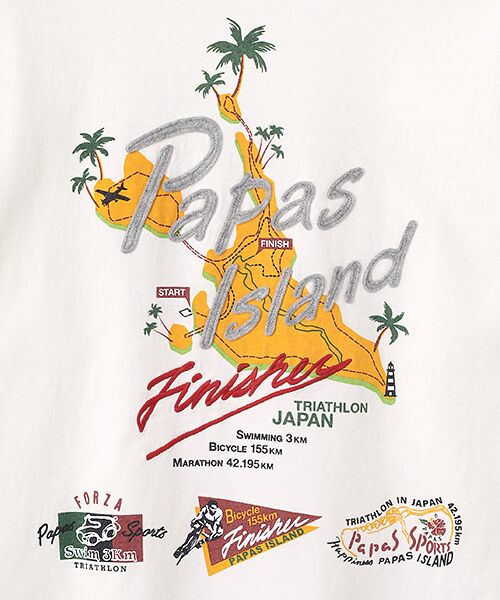 PAPAS / パパス Tシャツ | 40/2度詰天竺(反毛) トライアスロンモチーフ 長袖Tシャツ | 詳細8