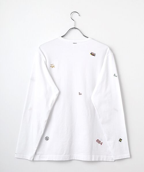 PAPAS / パパス Tシャツ | マイルド天竺 モチーフ刺繍&ネーム 長袖Tシャツ | 詳細1