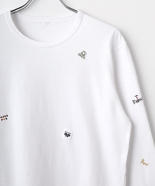 PAPAS / パパス Tシャツ | マイルド天竺 モチーフ刺繍&ネーム 長袖Tシャツ | 詳細2