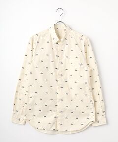 PAPAS / パパス シャツ・ブラウス | コットンポプリン カットジャガード 自転車柄 シャツ