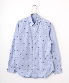 PAPAS / パパス シャツ・ブラウス | コットンポプリン カットジャガード 自転車柄 シャツ