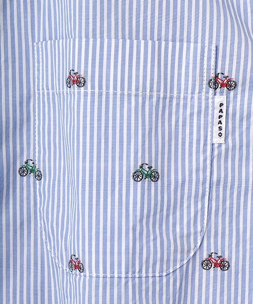 PAPAS / パパス シャツ・ブラウス | コットンポプリン カットジャガード 自転車柄 シャツ | 詳細6