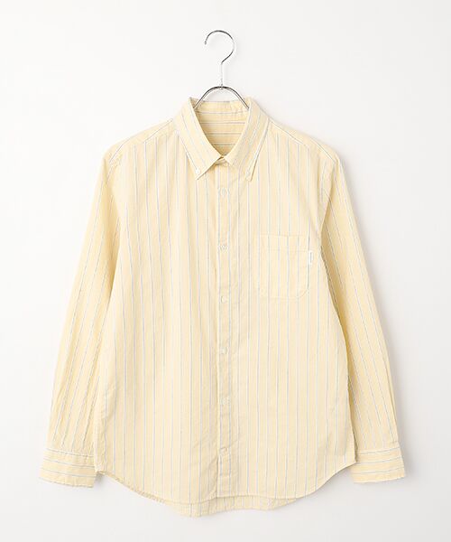 PAPAS / パパス シャツ・ブラウス | 平織コードストライプ ボタンダウンシャツ（クリーム系）