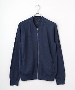 PAPAS / パパス ブルゾン | リネン/ポリエステル リブ衿ニットブルゾン
