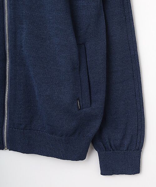 PAPAS / パパス ブルゾン | リネン/ポリエステル リブ衿ニットブルゾン | 詳細4