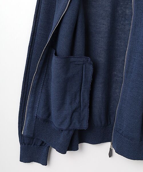 PAPAS / パパス ブルゾン | リネン/ポリエステル リブ衿ニットブルゾン | 詳細5