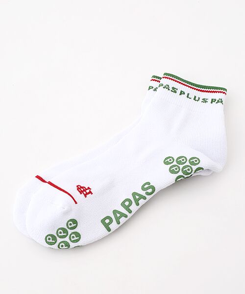 PAPAS / パパス ソックス | 底パイル ロゴジャガードソックス（シロ）