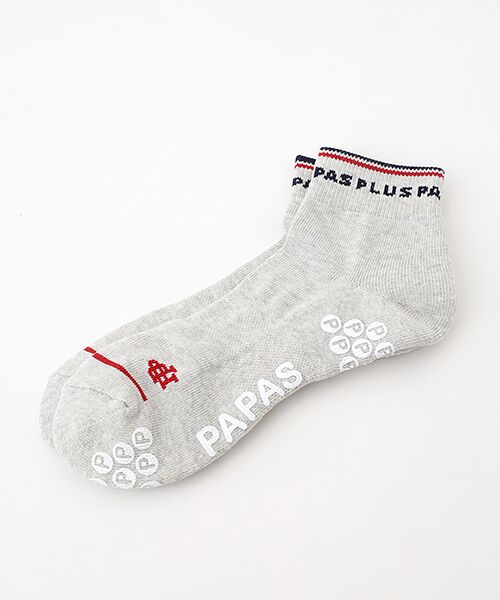 PAPAS / パパス ソックス | 底パイル ロゴジャガードソックス（ライトグレー）