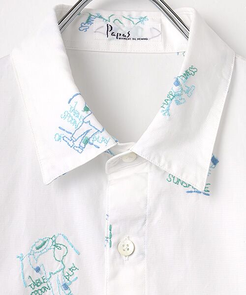 PAPAS / パパス シャツ・ブラウス | ピンオックス 旅柄 刺繍シャツ | 詳細1