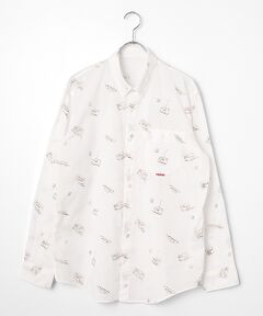 PAPAS / パパス シャツ・ブラウス | コットンガーゼ タグ＆ボタン 刺繍シャツ