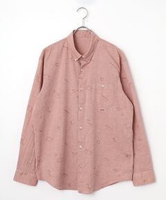 PAPAS / パパス シャツ・ブラウス | コットンガーゼ タグ＆ボタン 刺繍シャツ