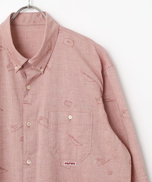 PAPAS / パパス シャツ・ブラウス | コットンガーゼ タグ＆ボタン 刺繍シャツ | 詳細3