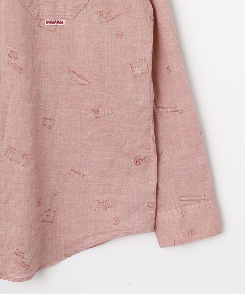 PAPAS / パパス シャツ・ブラウス | コットンガーゼ タグ＆ボタン 刺繍シャツ | 詳細4