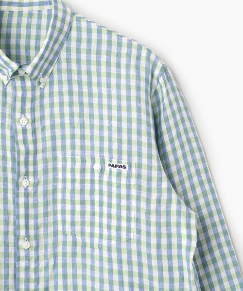 PAPAS / パパス シャツ・ブラウス | リネン平織 ギンガムチェックシャツ | 詳細3