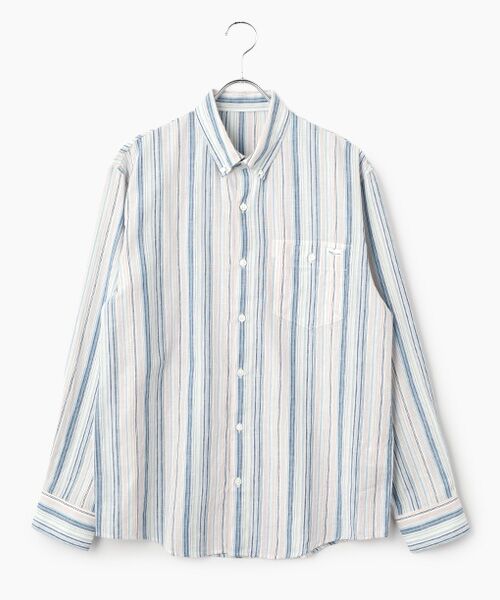 PAPAS / パパス シャツ・ブラウス | モンサンミッシェル マルチストライプシャツ（ブルー系）