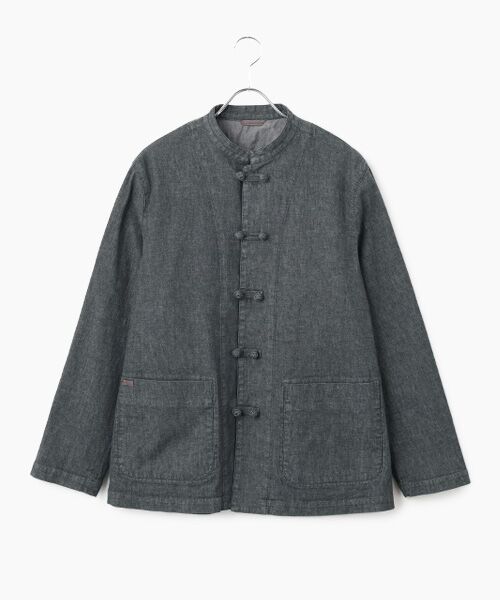 PAPAS / パパス ブルゾン | モンサンミッシェルデニムストレッチ チャイナブルゾン（チャコール）