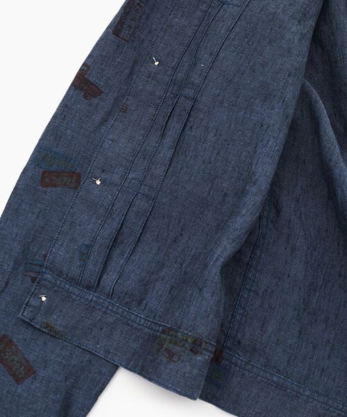 PAPAS / パパス ブルゾン | リネンプリント ピックアップトラック ショート丈ブルゾン | 詳細4