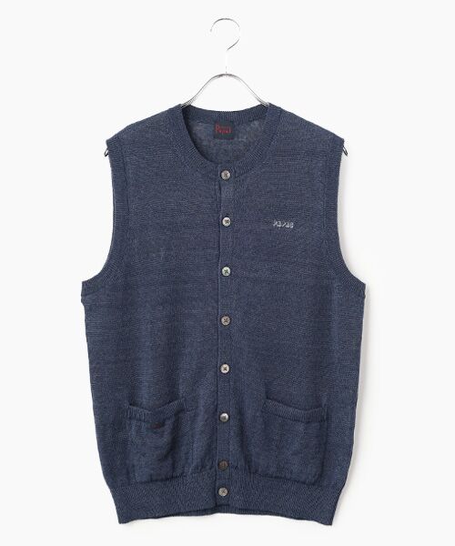 PAPAS / パパス ベスト | ユーロリネンウォッシャブル天竺10G ベスト（ネイビー杢）