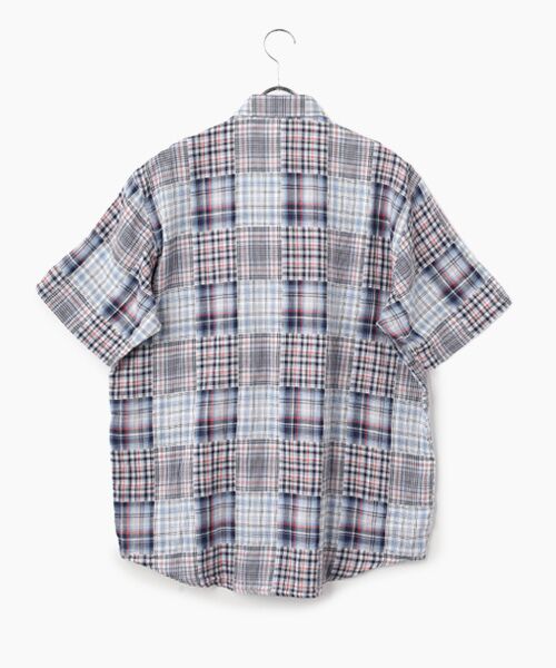 PAPAS / パパス シャツ・ブラウス | コットンガーゼパッチワーク風チェック 半袖シャツ | 詳細1