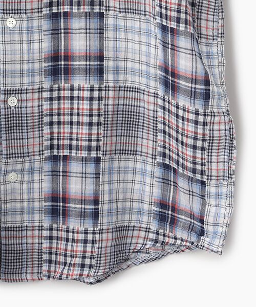 PAPAS / パパス シャツ・ブラウス | コットンガーゼパッチワーク風チェック 半袖シャツ | 詳細3