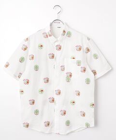 PAPAS / パパス シャツ・ブラウス | Papas40周年記念 コットン/リネンカットジャガード 半袖シャツ