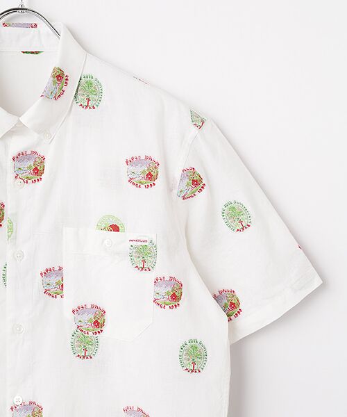 PAPAS / パパス シャツ・ブラウス | Papas40周年記念 コットン/リネンカットジャガード 半袖シャツ | 詳細2