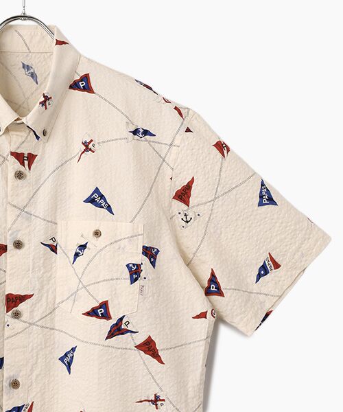 PAPAS / パパス シャツ・ブラウス | コットンサッカープリント 半袖シャツ | 詳細2