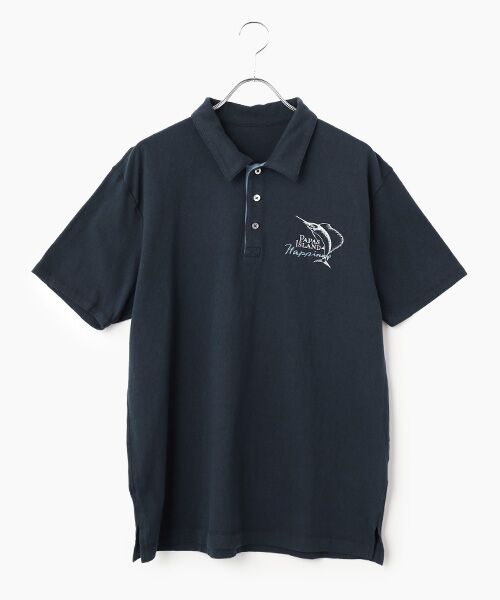 PAPAS / パパス ポロシャツ | モンサンミッシェル＆ラフィー天竺 半袖ポロシャツ（ネイビー）