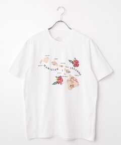 PAPAS / パパス Tシャツ | 40/2天竺 ハワイアンプリント 半袖Tシャツ