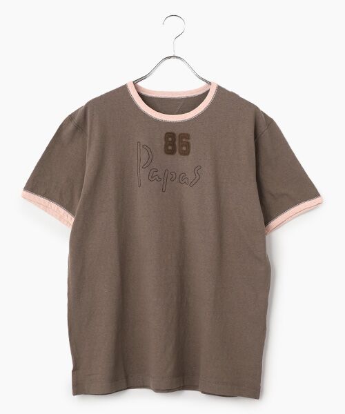PAPAS / パパス Tシャツ | モンサンミッシェル＆ラフィー天竺 半袖Tシャツ（モカ）
