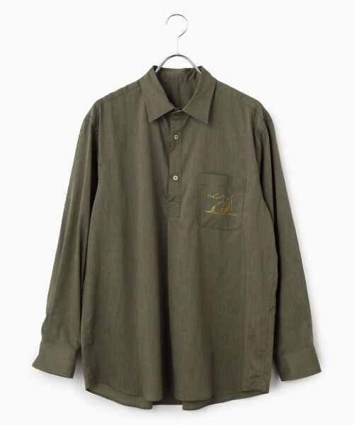 PAPAS / パパス シャツ・ブラウス | ポリエステル/麻 プルオーバーシャツ（カーキ）