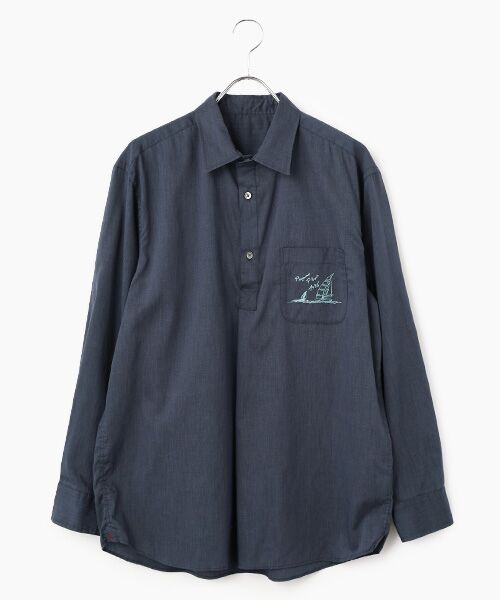 PAPAS / パパス シャツ・ブラウス | ポリエステル/麻 プルオーバーシャツ（ネイビー）