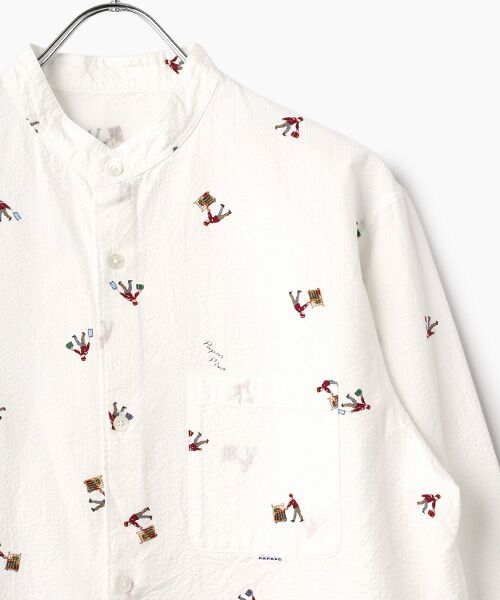 PAPAS / パパス シャツ・ブラウス | テンセルサッカープリント ポーター スタンドカラーシャツ | 詳細2