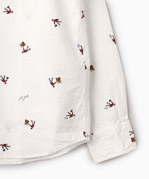 PAPAS / パパス シャツ・ブラウス | テンセルサッカープリント ポーター スタンドカラーシャツ | 詳細3