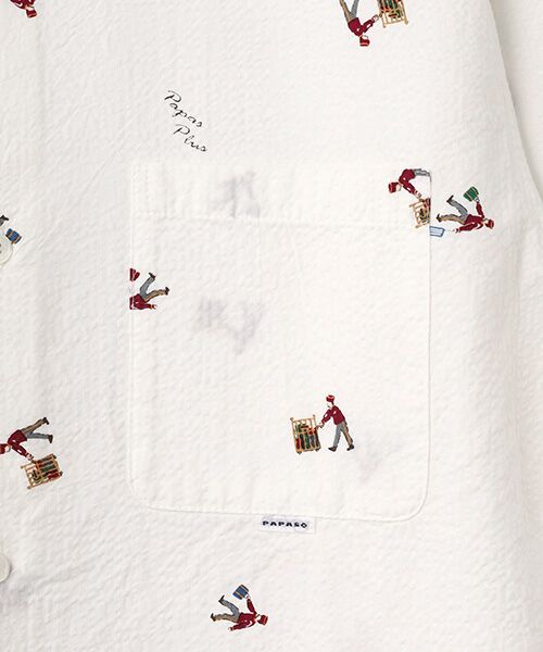 PAPAS / パパス シャツ・ブラウス | テンセルサッカープリント ポーター スタンドカラーシャツ | 詳細4