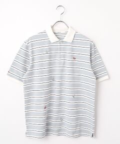 PAPAS / パパス ポロシャツ | 鹿の子ボーダー ヨット柄 半袖ポロシャツ