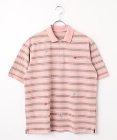 PAPAS / パパス ポロシャツ | 鹿の子ボーダー ヨット柄 半袖ポロシャツ