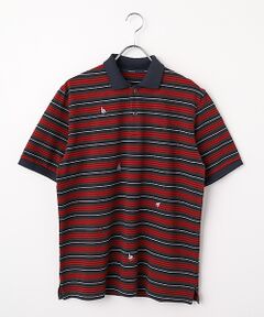 PAPAS / パパス ポロシャツ | 鹿の子ボーダー ヨット柄 半袖ポロシャツ