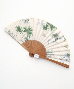 PAPAS / パパス その他小物 | 60/1リネン パームツリー&ポストカードプリント扇子