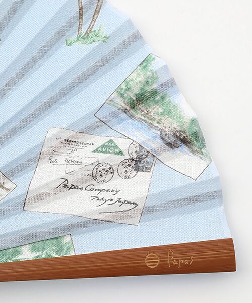 PAPAS / パパス その他小物 | 60/1リネン パームツリー&ポストカードプリント扇子 | 詳細4