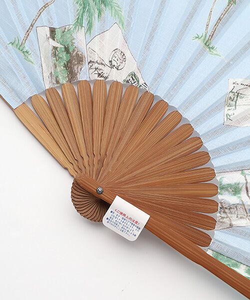 PAPAS / パパス その他小物 | 60/1リネン パームツリー&ポストカードプリント扇子 | 詳細5