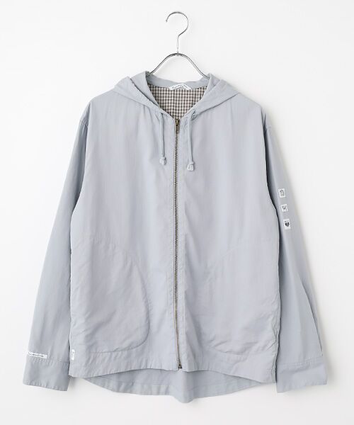 PAPAS / パパス ブルゾン | 強撚ムラコットンツイル フード付きブルゾン（ブルーグレー）