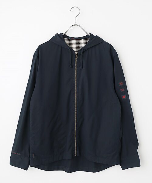 PAPAS / パパス ブルゾン | 強撚ムラコットンツイル フード付きブルゾン（ネイビー）
