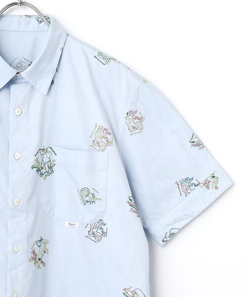 PAPAS / パパス シャツ・ブラウス | Papas40周年記念 80/2ピンオックス 刺繍半袖シャツ | 詳細3